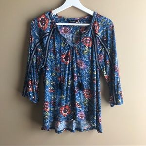 Lucky Brand Floral Embroidered Tunic Top Size XS